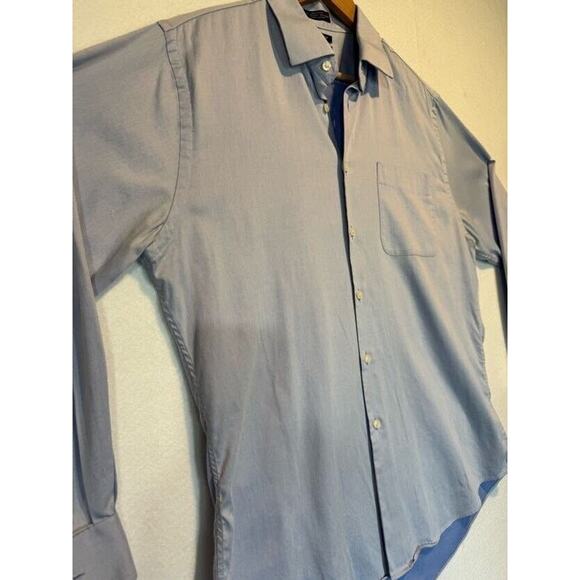 Neiman Marcus Mens Medium Blue Trim Fit Cotton Button Up Shirt 16 32/33 - Picture 4 of 10